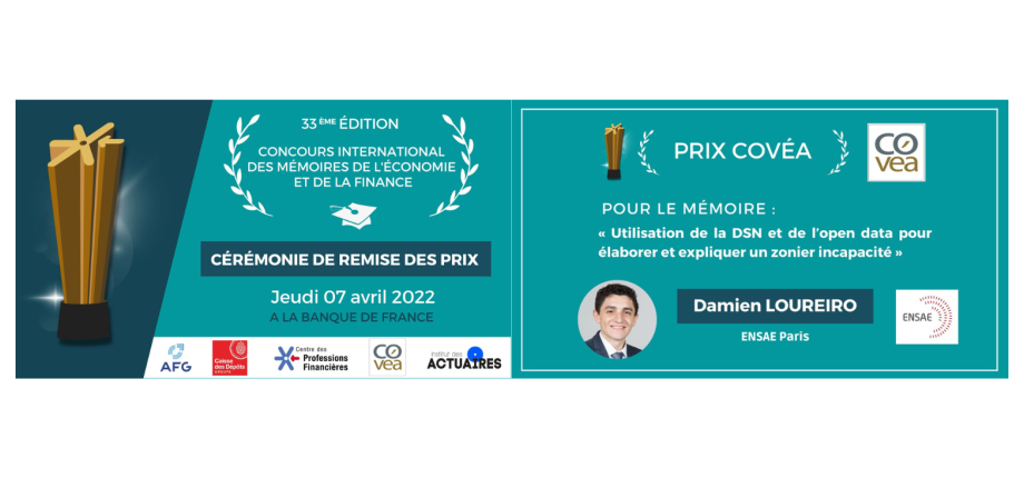 Concours des Mémoires de l'Economie et de la Finance : Prix Covéa remis à Damien Loureiro