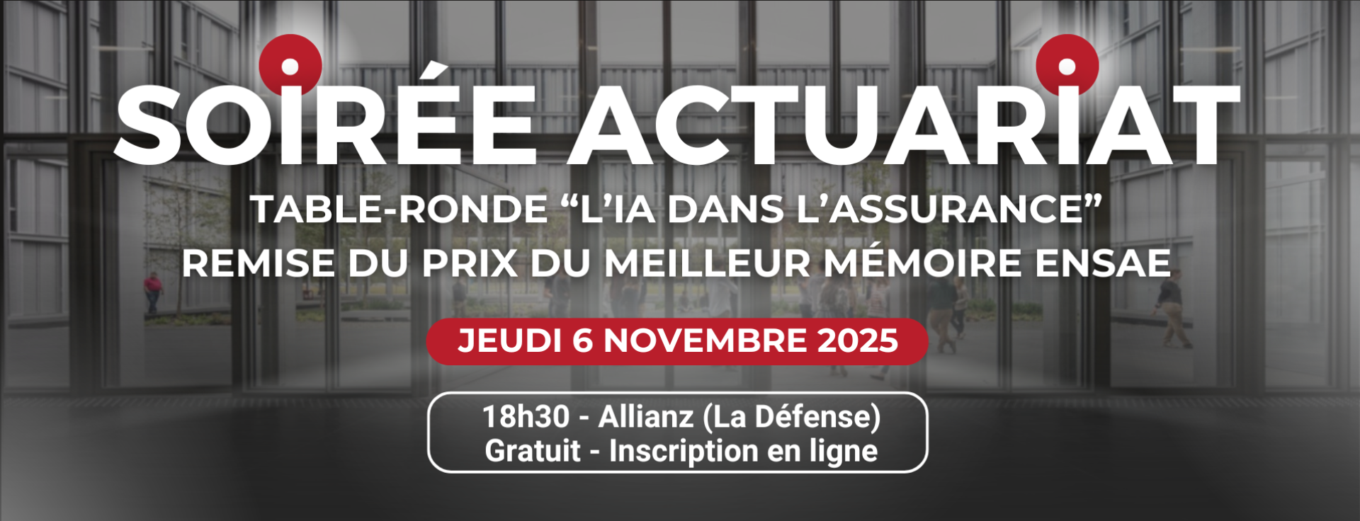 Soirée Actuariat : table-ronde et remise du Prix du meilleur mémoire, jeudi 6 novembre, 18h30